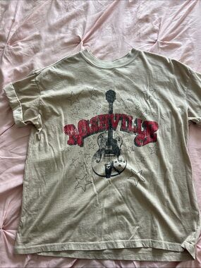 Altar'd State Cream Nashville Graphic Tee with Red Print